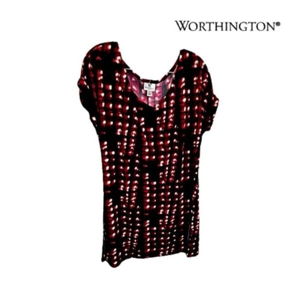 Worthington Stretch Women's V-neck Short‎ Sleeve Blouse